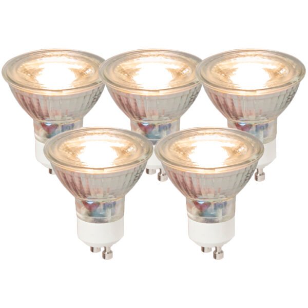 Sada 5 ks GU10 LED žiarovky COB 5W 450LM 3000K