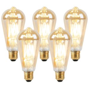 Sada 5 ks E27 LED žiaroviek tlmených do teplého zlata 8W 806 lm 2000-2700K