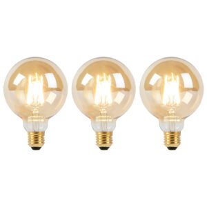 Sada 3 ks E27 stmívacích až teplých LED lámp G95 zlatá 8W 806 lm 2000-2700K