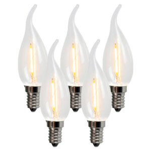 Sada 5 E14 LED vláknových sviečkových žiaroviek BXS35 1W 100LM 2200K