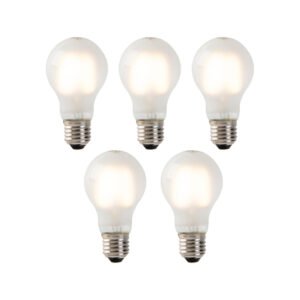 Sada 5 LED žiaroviek E27 s vláknom mliečne sklo A60 2W 180lm 2700K
