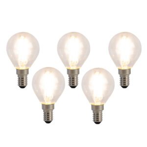 Sada 5 LED žiaroviek E14 Filament P45 4W 470 lm 2700K