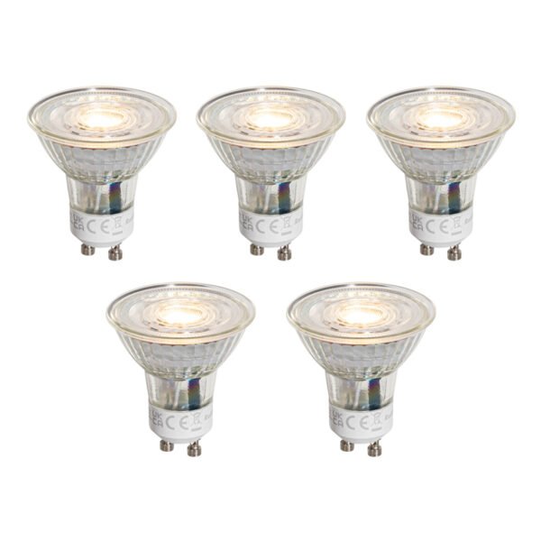 Set van 5 GU10 50mm dimbare LED lampen helder 4.9W 500 lm 2700K