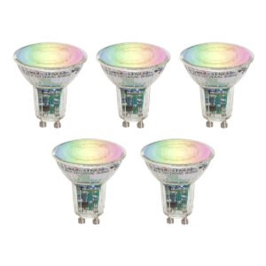 Set van 5 Smart GU10 50 LED lampen helder RGBW 4.5W 350 lm 2700-6000K