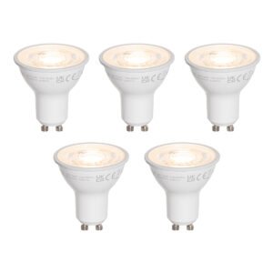 Set van 5 GU10 50mm LED lampen helder 7.5W 800 lm 3000K