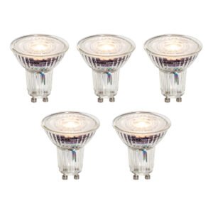 Set van 5 GU10 50mm dimbare LED lampen helder 4.9W 430 lm 2700K