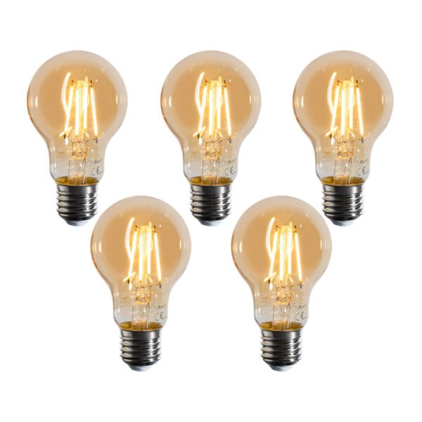 Set van 5 E27 dimbare LED lampen A60 goud 4W 420 lm 2200K
