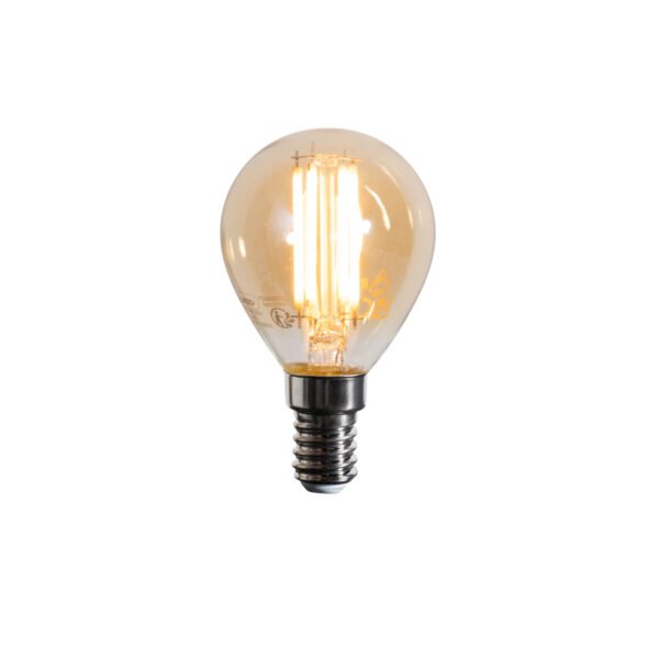 Set van 5 E14 LED lampen G45 goud 2W 180 lm 2100K - Image 2