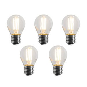 Set van 5 E27 dimbare LED lampen filament G45 helder 4W 470 lm 2700K