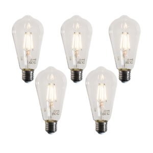 Set van 5 E27 LED lamp filament ST64 helder 4W 470 lm 2700K